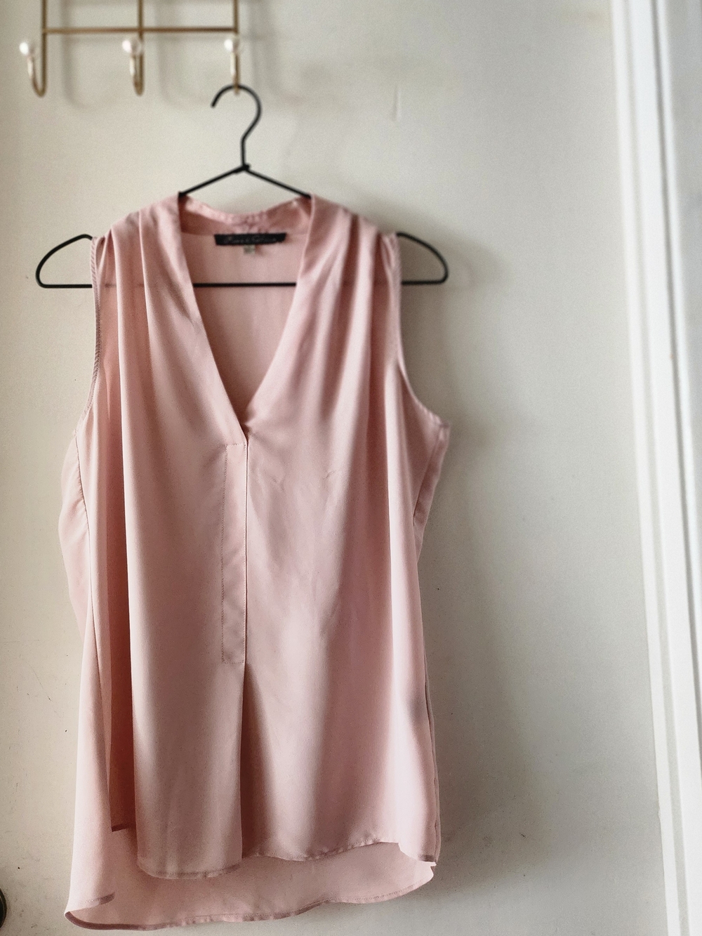 Rose & Olive Light Blush Sleeveless V-Neck Top